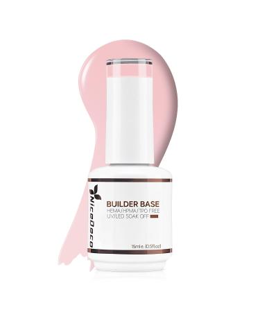 Nicedeco 8 in 1 Builder Base Strengthening Gel 15ml UV/LED Clear Building Nail Gel in a Bottle for Hard Strong Nails Tips & Extensions Gel Polish Nail Repair Nail Strengthen 018