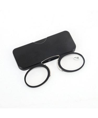 Reading Glasses Plug Nez Armless Nose Pribing Slim Flat Reading Glasses Women Men Mini Nose Glasses Mini Portable Case Black