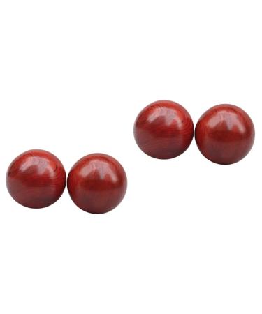 Fomiyes 4 pieces of massager made of wood Chinese relaxing balls handballs BAOLE Balls Exercise Stressball massage ball sport gymnasium ball roll -ball fitness product wooden red red