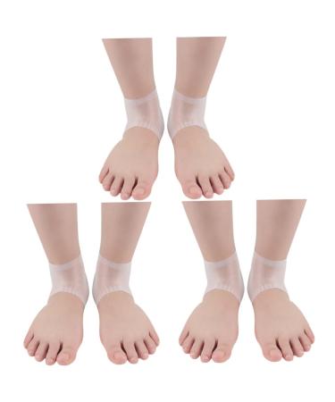 minkissy 3 Pairs Heel Soreness Relief Cushion Sleeves Shoe Inserts Silica Protective Sleeve Pedicure Heel Crack Men and Women White Soft