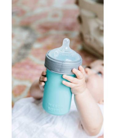Mason Bottle Silicone Baby Bottle with Medium Flow Nipple - 8 Ounce, BPA Free, Non-Toxic - Made in USA - Teal (1 Count) - Buy Online on GoSupps.com