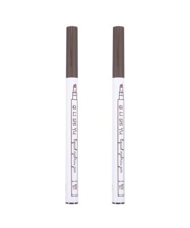 DECHOUS 2 pi ces Crayon Sourcils Microfourchette Imperm able Set Maquillage Semi-permanent Longue Tenue Naturel Chestnut