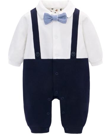 Famuka Baby Boy Formal Wedding Suit 6 Months Blue | Gentleman Tuxedo Outfit with Bows | 2 PCS Set - Buy Online on GoSupps.com