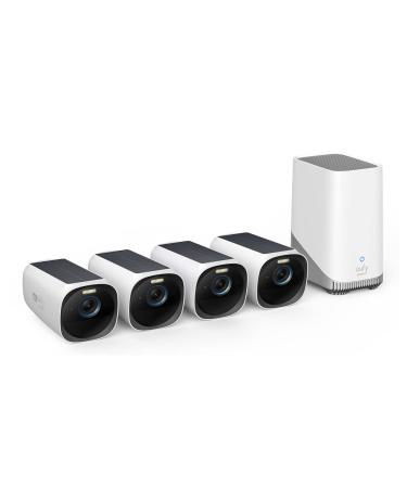 eufy Security eufyCam 3 4-Cam Kit, Security Camera Outdoor Wireless, 4K Camera with Integrated Solar Panel, Forever Power, Face Recognition AI, Expandable Local Storage, Spotlight, No Monthly Fee 4 Camera Kit - Buy Online on GoSupps.com