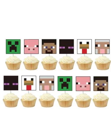 24 cake decorations 24 cartoon cupcake decorations themed party decorations.