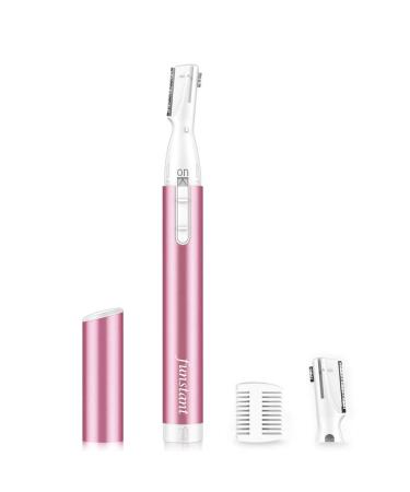 Improved eyebrow trimmer funsty precision facial hair cutter for women battery operations electrical eyebrow razors with comb no pulling painless for face kinnhals peachy pink - Buy Online on GoSupps.com