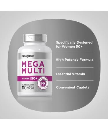 Piping Rock Women's Multivitamin 50 Plus | 100 Coated Caplets | Mega Multi Vitamin for Women - Buy Online on GoSupps.com