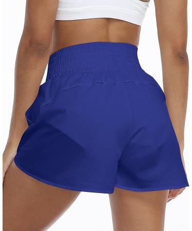 AUTOMET Women's High Waisted Athletic Shorts with Pockets - Blue, X-Large - Buy Online on GoSupps.com