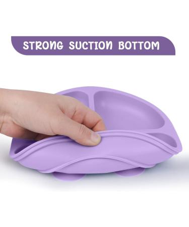 Vicloon Baby Suction Plate 2Pcs - Non Slip Silicone Weaning Plate for Toddlers - Pink/Purple - Fits Most Highchairs - Self Feeding Dishes - Buy Online on GoSupps.com