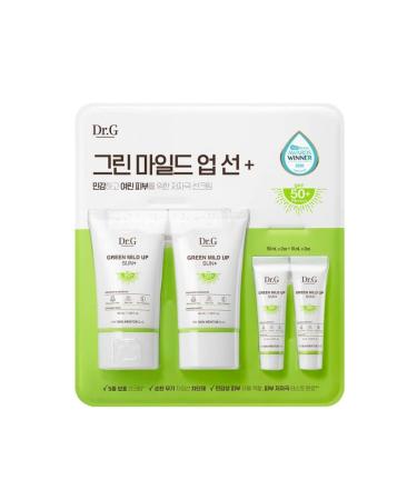 Dr.G Green Mild Up Sun Plus SPF50+ PA++++ 50ml x 2ct / 10ml x 2ct - Fragrance-Free Mineral Sunscreen for Sensitive Skin - Buy Online on GoSupps.com