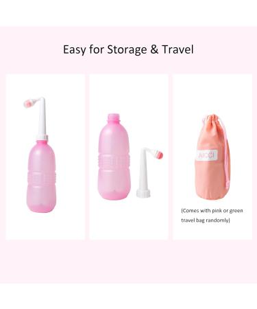 Peri Bottle for Postpartum Care - Portable 17oz Travel Bidet for Women | Feminine Hygiene with Angled Nozzle & Travel Bag - Pink - Buy Online on GoSupps.com