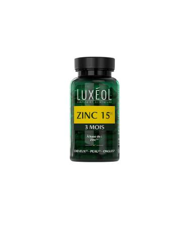 LUX OL - Zinc 15(1) - Dietary Supplement - Maintains Normal Hair & Skin Nails (2) - Provides 15mg of Zinc per Daily Dose - 3 Month Program - Made in France - 90 Capsules