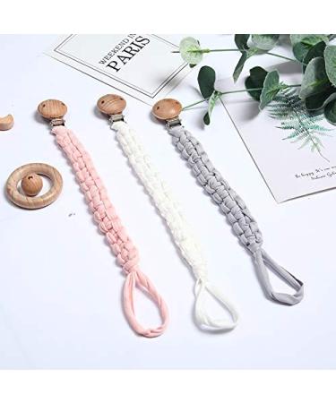3PC pacifier chain baby pacifier band baby pacifier chains nipple chains cotton pacifier strap for newborn girls young bibs sucker pacifier