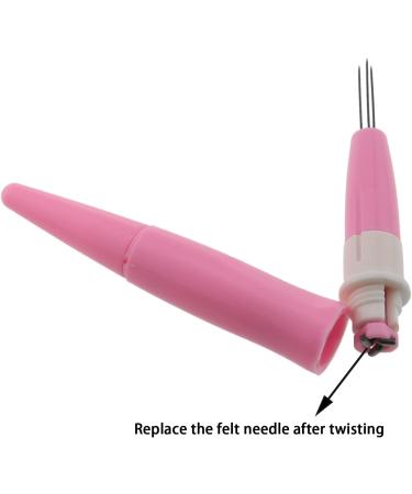 Needle Felting Pen MTQY Pink Pen Style Tool with 3 Needles | Wool Felt Poke Embroidery Punch Acupuncture Needle - Buy Online on GoSupps.com