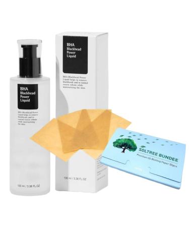 BHA Blackhead Power Liquid 100ml Korean Cosmetic with Oil Blotting Papers