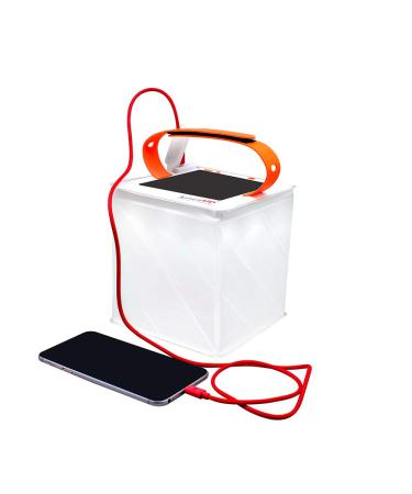 LuminAID 2-in-1 Solar Camping Lantern and Phone Charger - Inflatable LED Lamp for Camping, Hiking and Travel - Emergency Light for Power Outages, Hurricane, Survival Kits - As Seen on Shark Tank Titan White/Red 300 Lumens