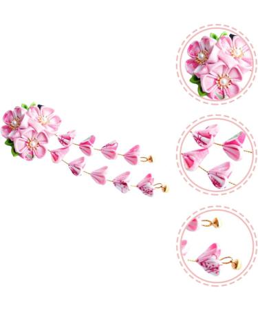 Gadpiparty Japanese Hair Accessories Hair Accessory Tassel Hairpins Floral Hair Clip Hair Ornament Flower Hair for Weddings Hanfu Hair Accessories Alloy Women's Pink Manual Clip - Buy Online on GoSupps.com