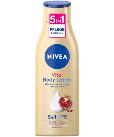 Nivea vital body lotion (250 ml) moisturizing body cream for ripe skin with pomegranate & natural soy proteins skin cream for 48h intensive moisture 250 ml (1 Pack)