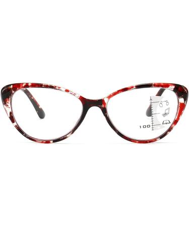 HAOXUAN Fashion Cat's Eye Reading Glasses - Progressive Multifocal Anti Blue Light HD Lenses for Women | Diopters +1.00 to +3.00 | Stylish Red Design - Buy Online on GoSupps.com