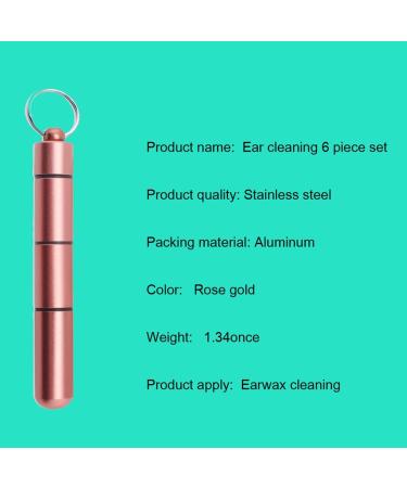 Lletfun Rose Gold Ear Wax Removal Tool Set with Key Chain Box - 7 Piece Portable Ear Spoon Pick Kit - Buy Online on GoSupps.com