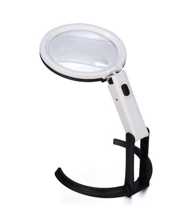 Folding Magnifying Glass 2 Times/5 Times High-Definition Hand-Held Lamp with a Rechargeable Desktop Magnifying Glass Magnifiers