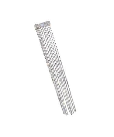 FRCOLOR Rhinestone Ponytail Chain Bling Bling Hair Extension Chain Sparkly Hair Chains Shiny Beaded Tassel Ponytail Hairpiece 35CM