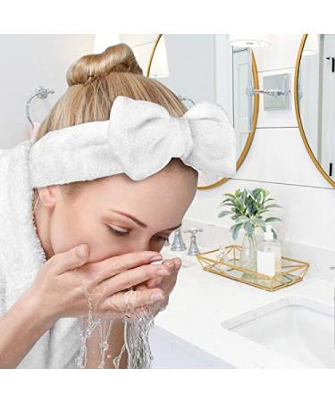 Queta 3 Pack Microfiber Bowtie Headbands for Women - Soft Makeup, Shower, Spa, Yoga Hair Bands in White, Gray, Black - Buy Online on GoSupps.com
