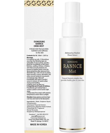 DONGSUNG RANNCE Okra Mist Face Mist with Okra Fruit Extract and Abelmoschus Manihot Flower Extract Hydrates and Nourishes Skin Day Care 3.38 fl oz (100ml) - Buy Online on GoSupps.com
