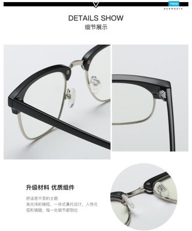 SERONI Semi-Rim TR90 Blue Light Blocking Glasses for Men & Women - UV Protection Computer & Reading Eyewear 51mm - Buy Online on GoSupps.com