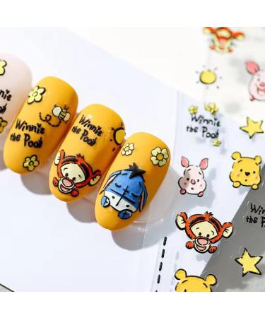 Dedyel 5D Embossed Cartoon Nail Art Sticker Decals - Cute Honey Pooh Bear Design - Self-Adhesive DIY Nail Art Decoration (3 Sheets) - Buy Online on GoSupps.com
