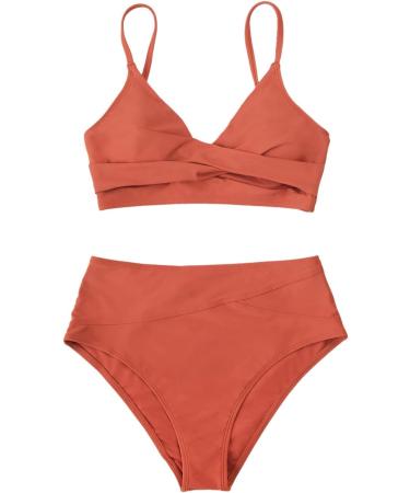 Women's Leopard Twist Front Swimwear - High Waist Bikini Set for Curvy Figures - XL Watermelon Red - Buy Online on GoSupps.com