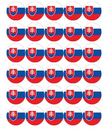 30 Slovakia Flags Cupcake Toppers Edible Wafer Paper Fairy Cake Toppers Birthday Cake Decorations