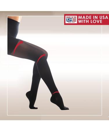 Medicella Premier Closed Toe Compression Pantyhose for Women - 20-30 mmHg Medical Quality | Sheer Firm Support for Circulation & Travel - Small Black - Made in USA - Buy Online on GoSupps.com