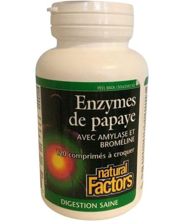 Buy Natural Factors Papaya Enzymes - Digestive Support with Amylase & Bromelain | 120 Chewable Tablets - Buy Online on GoSupps.com