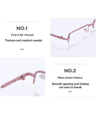 ZUKKY Pink Half Frame Reading Glasses for Women - Blue Light Blocking Anti-Glare Rectangle Readers AM28 | International Shipping Available - Buy Online on GoSupps.com