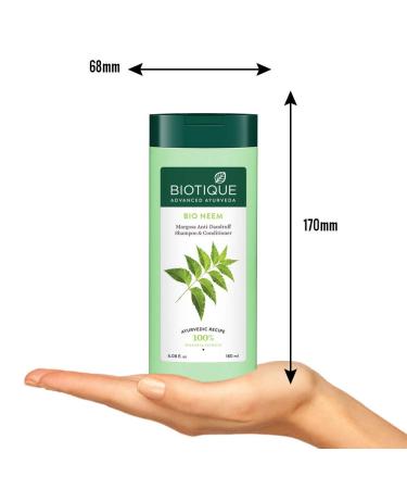 Biotique Bio Neem Margosa Anti Dandruff Shampoo & Conditioner - 180ml | Herbal Hair Care for Healthy Scalp - Buy Online Internationally - Buy Online on GoSupps.com