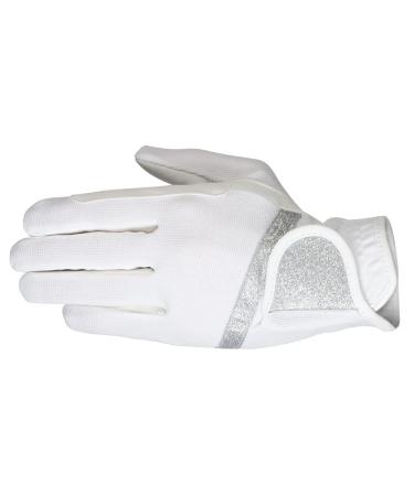 PFIFF 102777 Riding Gloves Glamour Glittery Piping Children Adults L White