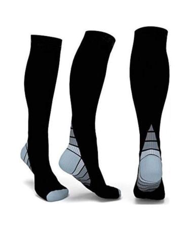 ZLYJ 3 Pairs Compression Socks for Men and Women Sports Knee High Socks High Socks for Travel and Ankle Protection Gray L