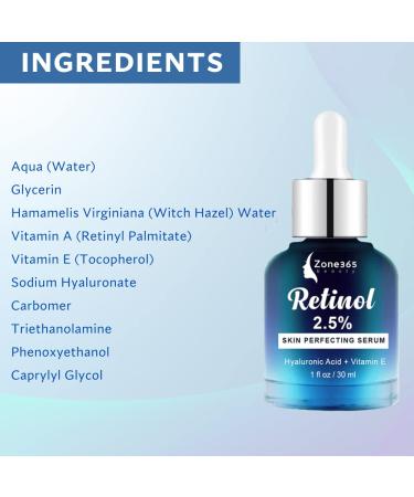 Zone 365 Retinol Serum for Face | Anti Aging Serum with Hyaluronic Acid & Vitamin E | All Skin Types - Buy Online on GoSupps.com
