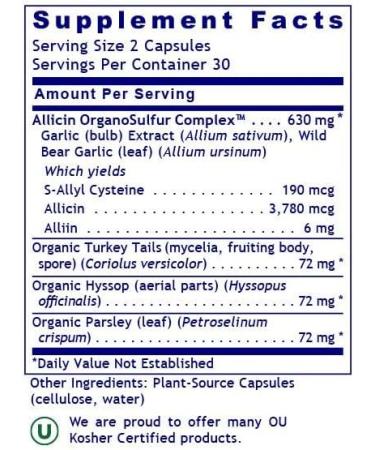 Premier Allicidin: Immune & Heart Support with Garlic Extract, Wild Bear Garlic, Turkey Tails, Hyssop & Organic Parsley - 60 Capsules - Buy Online on GoSupps.com