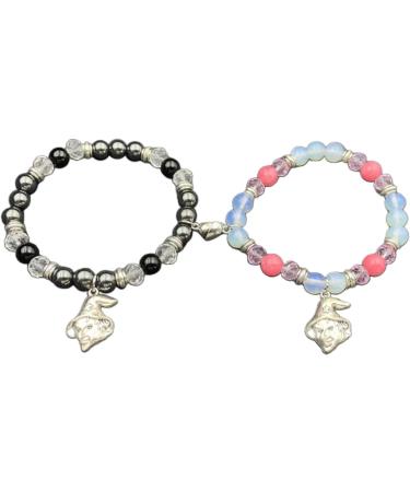 Vsilay Lianxue Heart Couple Bracelets - Halloween Spiders Magnetic Fitting Elastic Pearl Wrist Chain Jewelry Gift (2 Pieces) - Buy Online on GoSupps.com