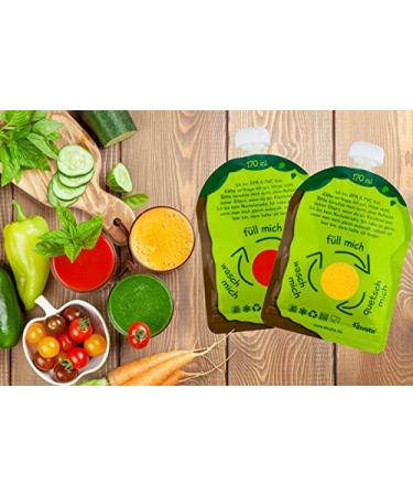 Divata Quetschies 170ml - 4 Set Reusable Squeeze Bags for Baby Food Yogurt & Smoothies | Eco-Friendly Storage Solution - Buy Online on GoSupps.com