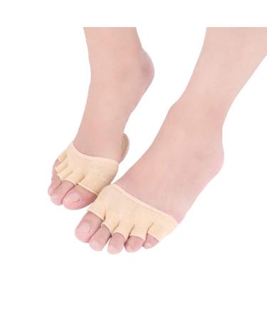 Milisten 1 Pair Metatarsal Pads Forefoot Pads Toe Socks Cotton Non-Slip Womens Toe Toppers Socks (Apricot)