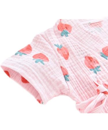 PAUBOLI Baby Kimono Robe | Newborn Cotton Yarn Bodysuit Romper | Japanese Pajamas 0-24 Months | 3-6 Months Strawberry - Buy Online on GoSupps.com