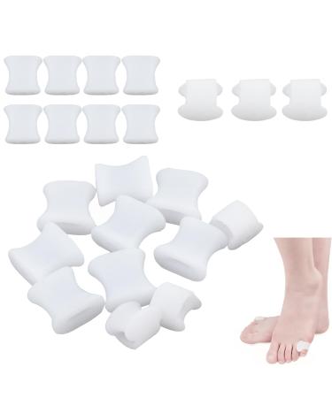 Soft Gel Toe Separator for Bunion Corrector - SEBS Material High Elasticity Comfortable Fit - Toe Spacers for Men & Women Hammer Toe Corrector Big Toe Straightener White
