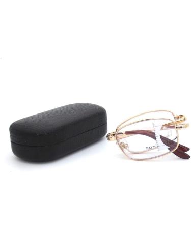 Buy Anti Blue Light Multifocal Progressive Folding Reading Glasses - 2 Pairs for Men & Women - Gold Metal - 3.0x - Buy Online on GoSupps.com