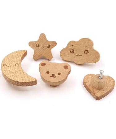 Emoji Wood Animal Cabinet Buttons - 6 Piece Cartoon Bear Head Drawer Pulls for Children's Room Decor - Buy Online on GoSupps.com