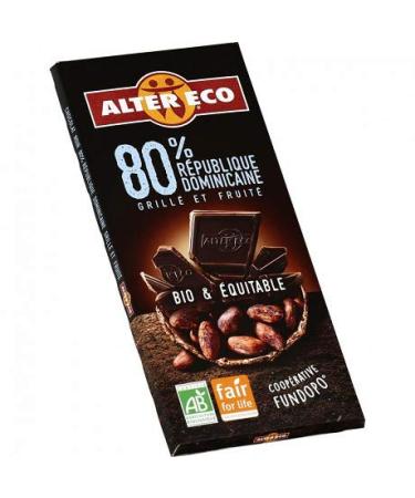 ALTER ECO - Dominican Republic Dark Chocolate 80% 100G - Pack of 4 - free delivery
