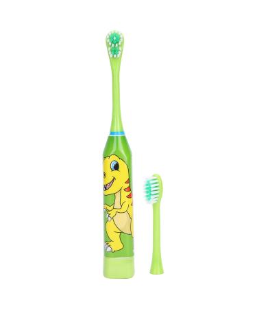 Kids Electric Toothbrush Children Electric Toothbrush Lovely Cartoon Pattern Teeth Cleaning Toothbrush for Oral Care(Light green)
