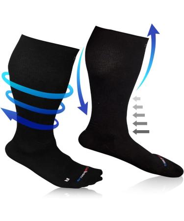 4XL Wide Calf Compression Socks for Men & Women - 20-30 mmHg - Black | Big & Tall Support - Buy Online on GoSupps.com